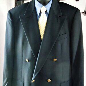 Valentino Uomo Italian Designer Mens Sport Coat Wide Peak Double Breast Blue 41R